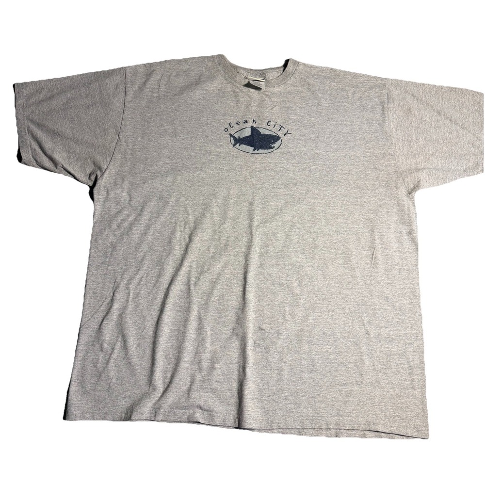 Vintage Ocean City Shark Surf T-Shirt XXL USA Made Gray Graphic Tee